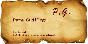 Para György névjegykártya